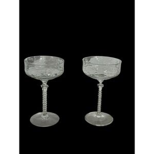 Vintage Rock Sharpe Halifax Stem 3005 Crystal Champagne Coupes Set of 2